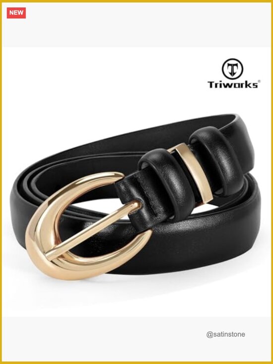 2 Pack Faux Leather Skinny Belt with Gold Buckle for Women main image 7